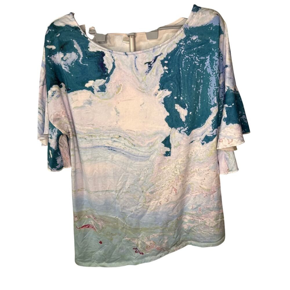 NANU A-line Blouse with Teal Splatter Pattern Womens Size 1X